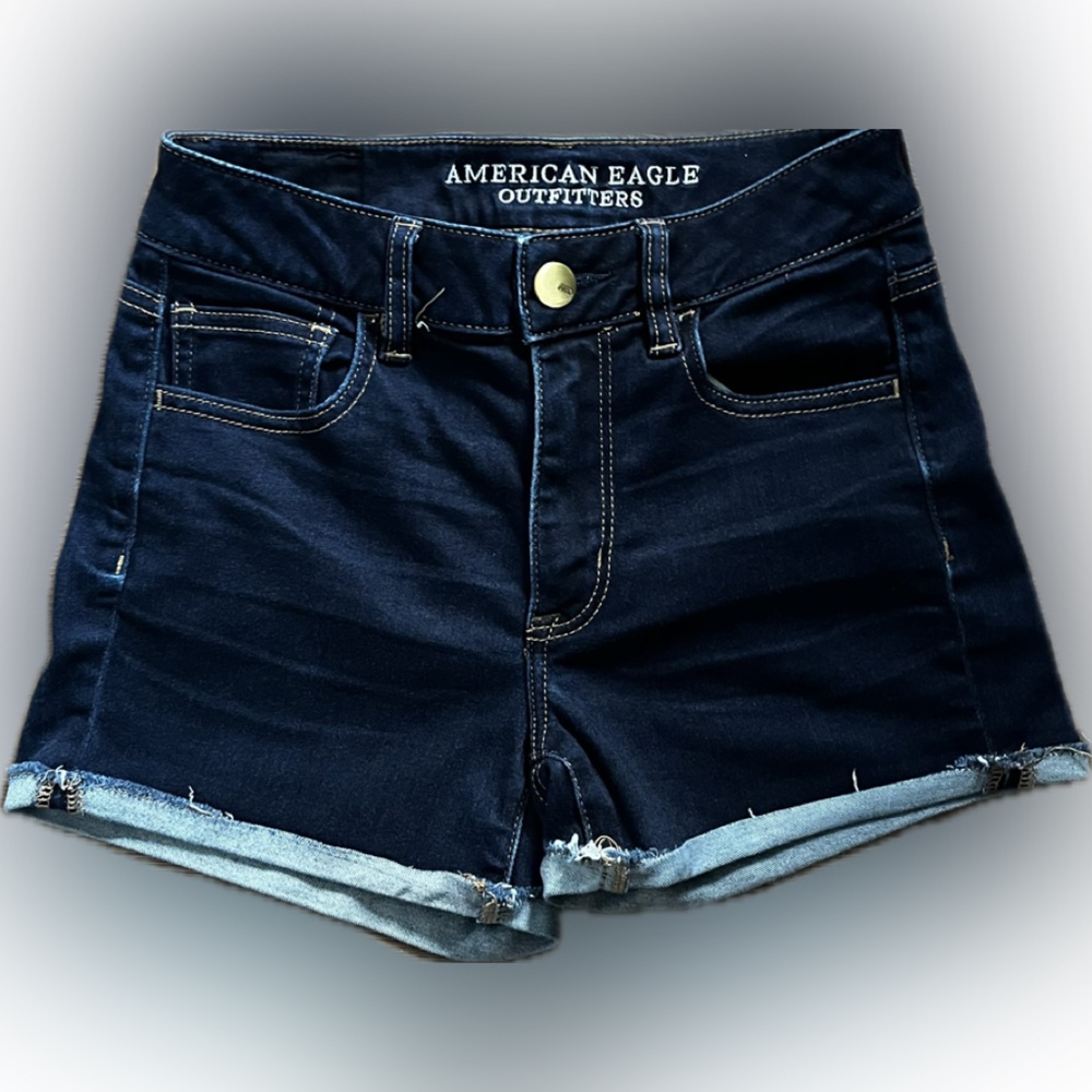 AMERICAN EAGLE OUTFITTERS Stretch Hi-Rise Denim Shortie - Picture 2 of 4